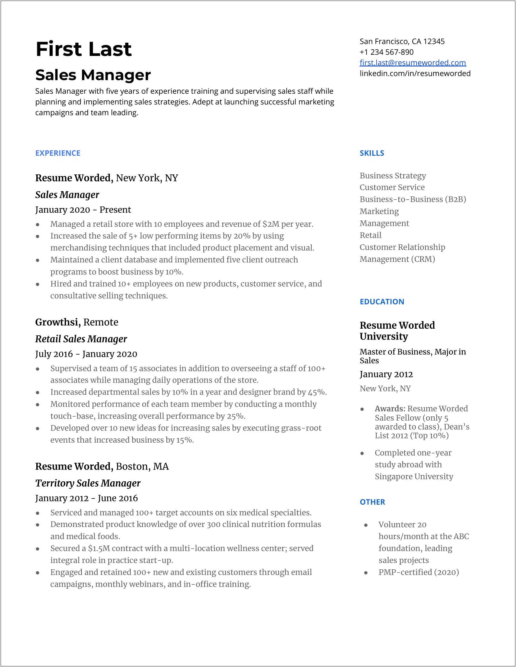 1 Year Fellowship On Resume Example