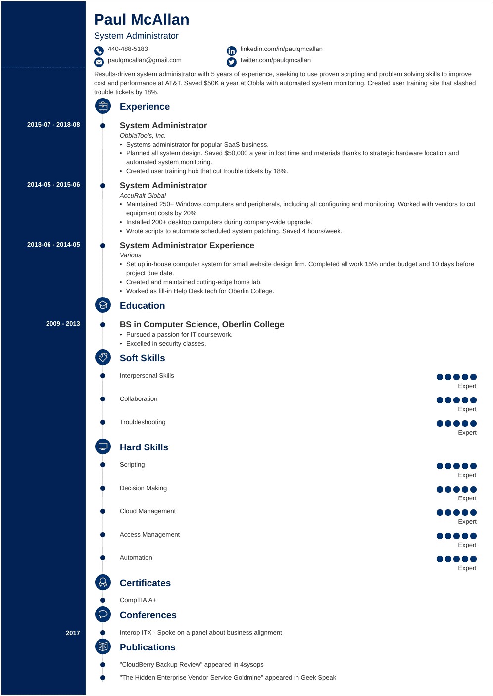 10 Plus Years Resume Sample For System Administrator