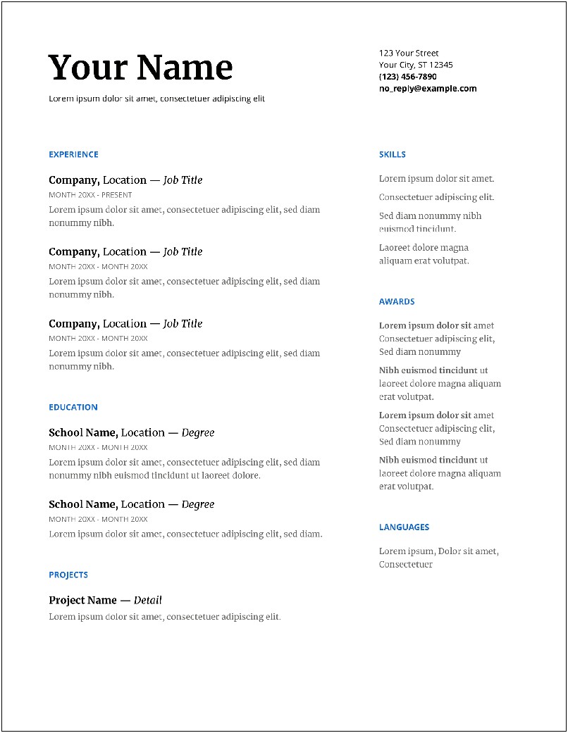 2 Page Resume Template Download Free