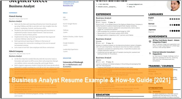 2 Years Experience Business Analyst Resume