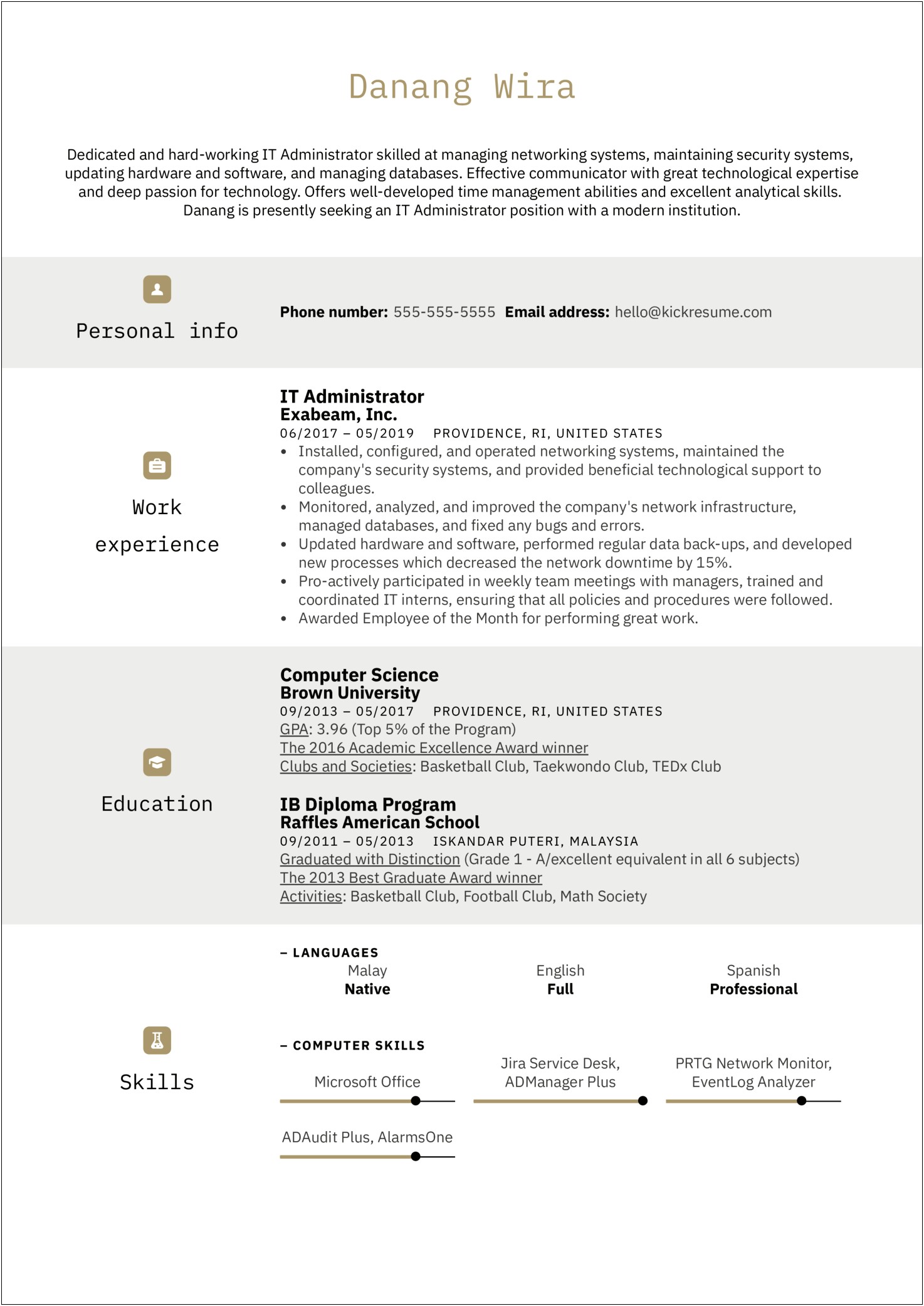 2016 Sample Of Resume For Admin