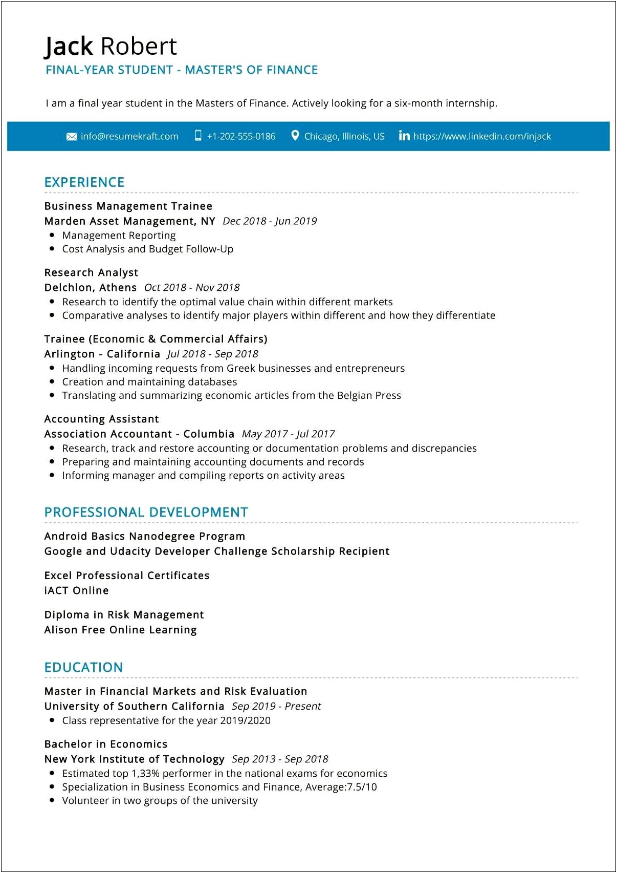 2018 Resume Template For College Graduate