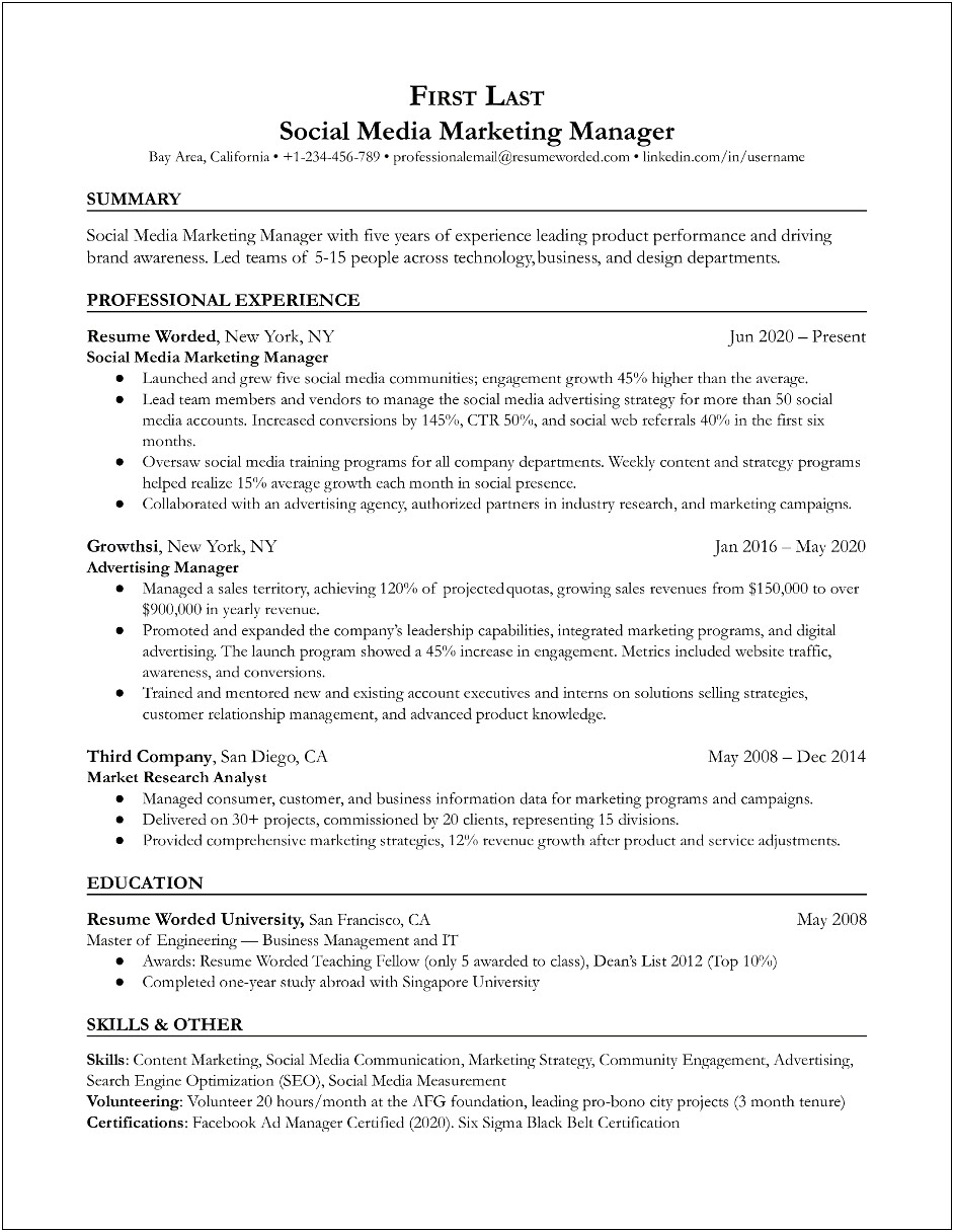 3 Jobs Within 5 Years Resume