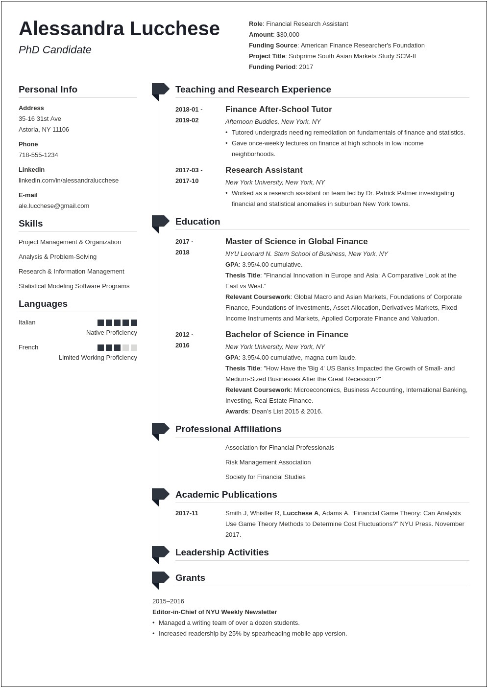 3 Page Resume For Grad School