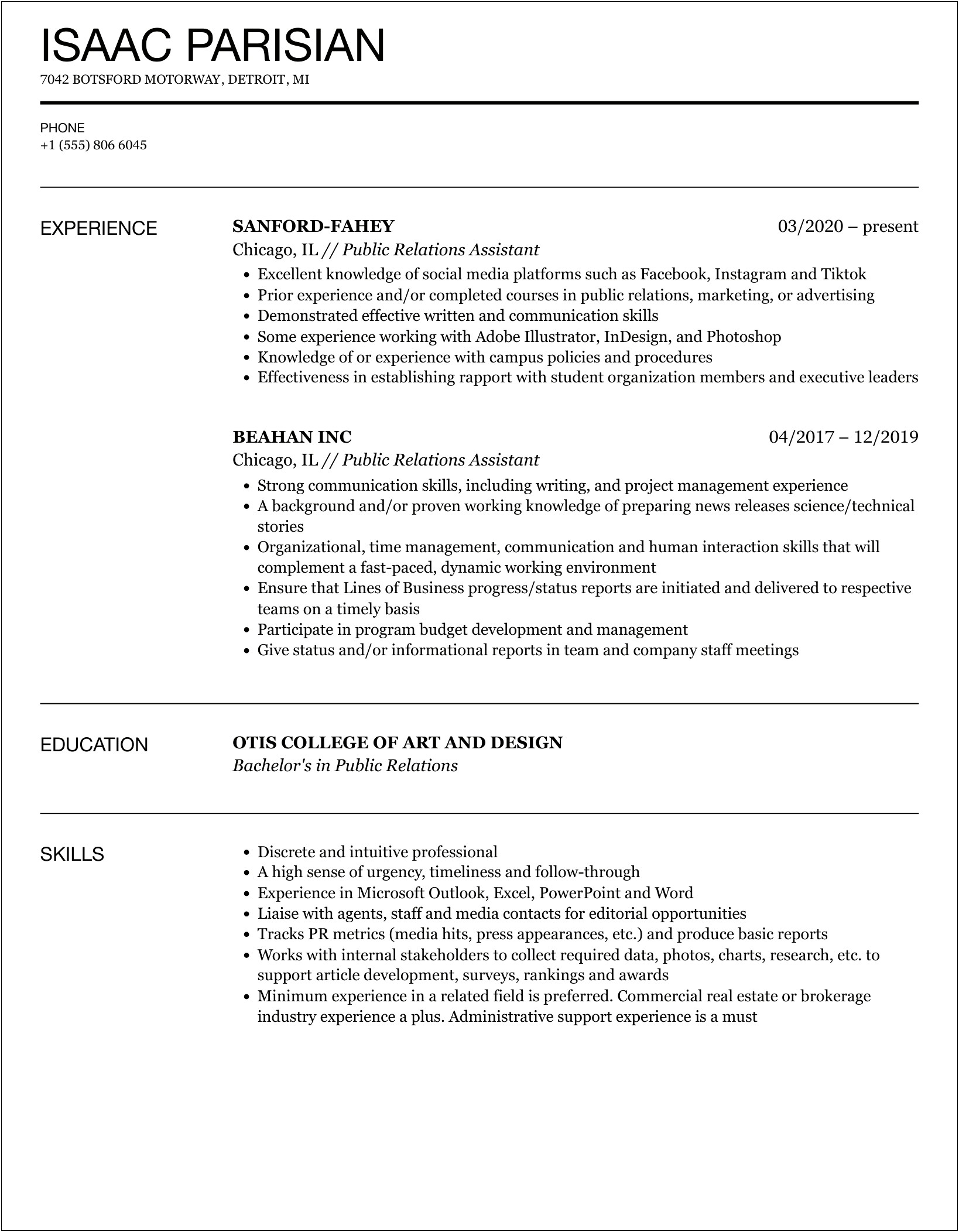 40+ Public Relations Assistant Resume Samples Jobherojobhero