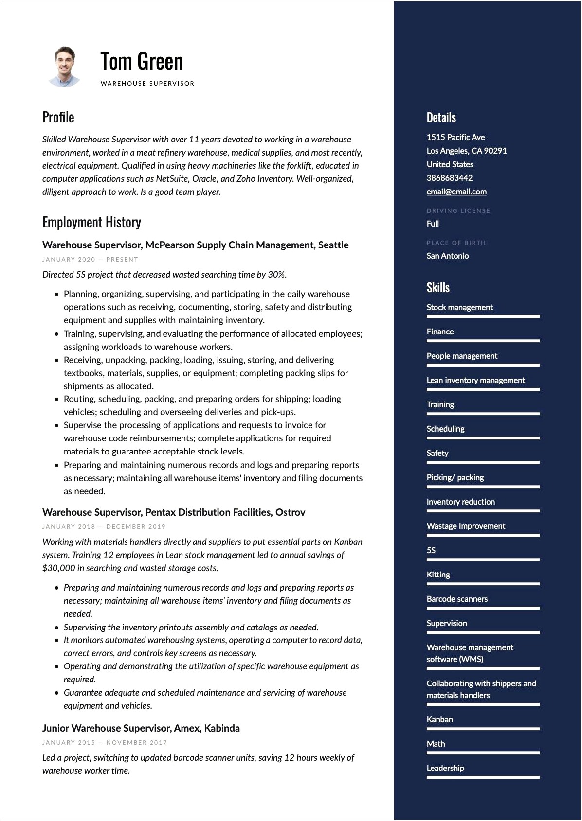 40+ Warehouse Supervisor Resume Samples Jobherojobhero