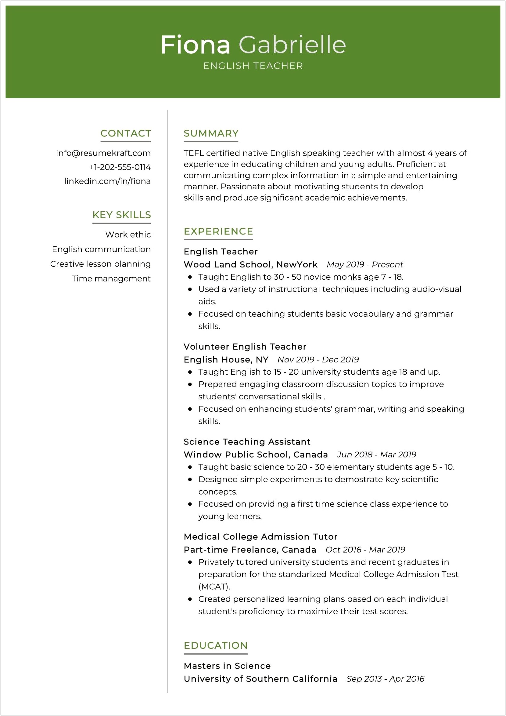 7 Parts Of A High School Resume