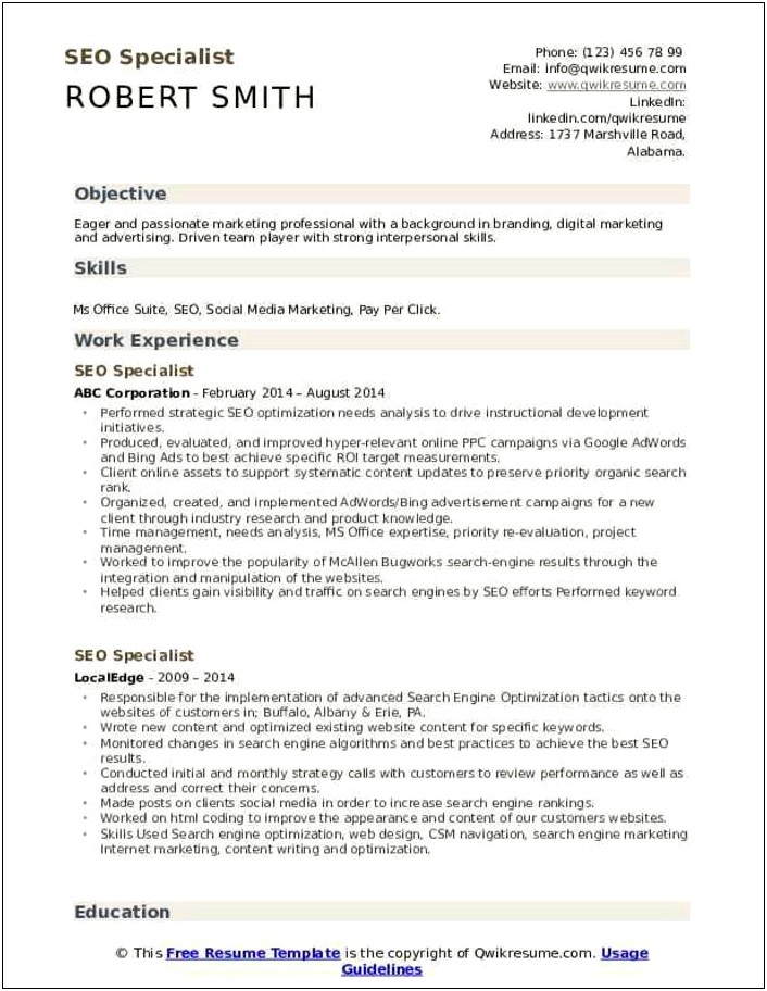 A Good Content Writer And Digital Market Resume