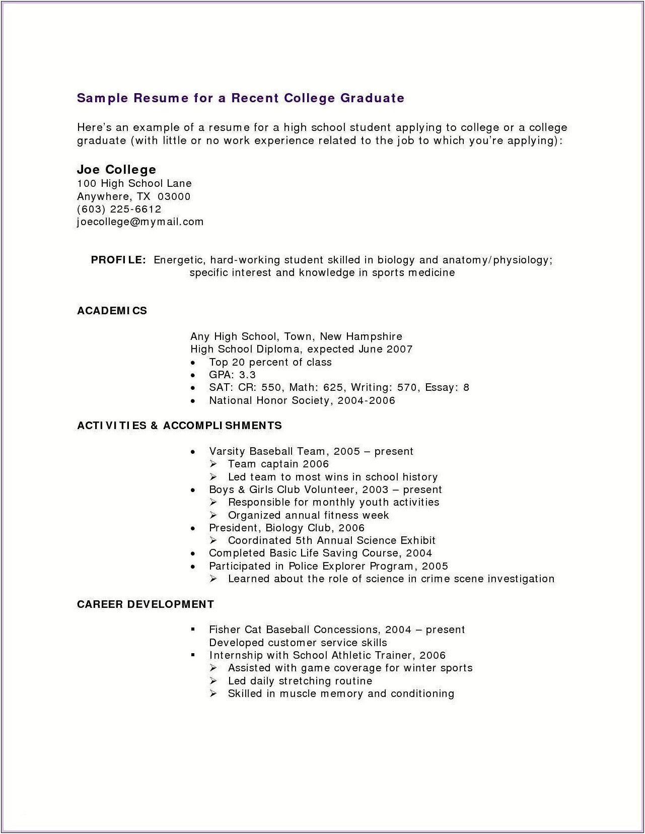 A Good Resume With No Experience