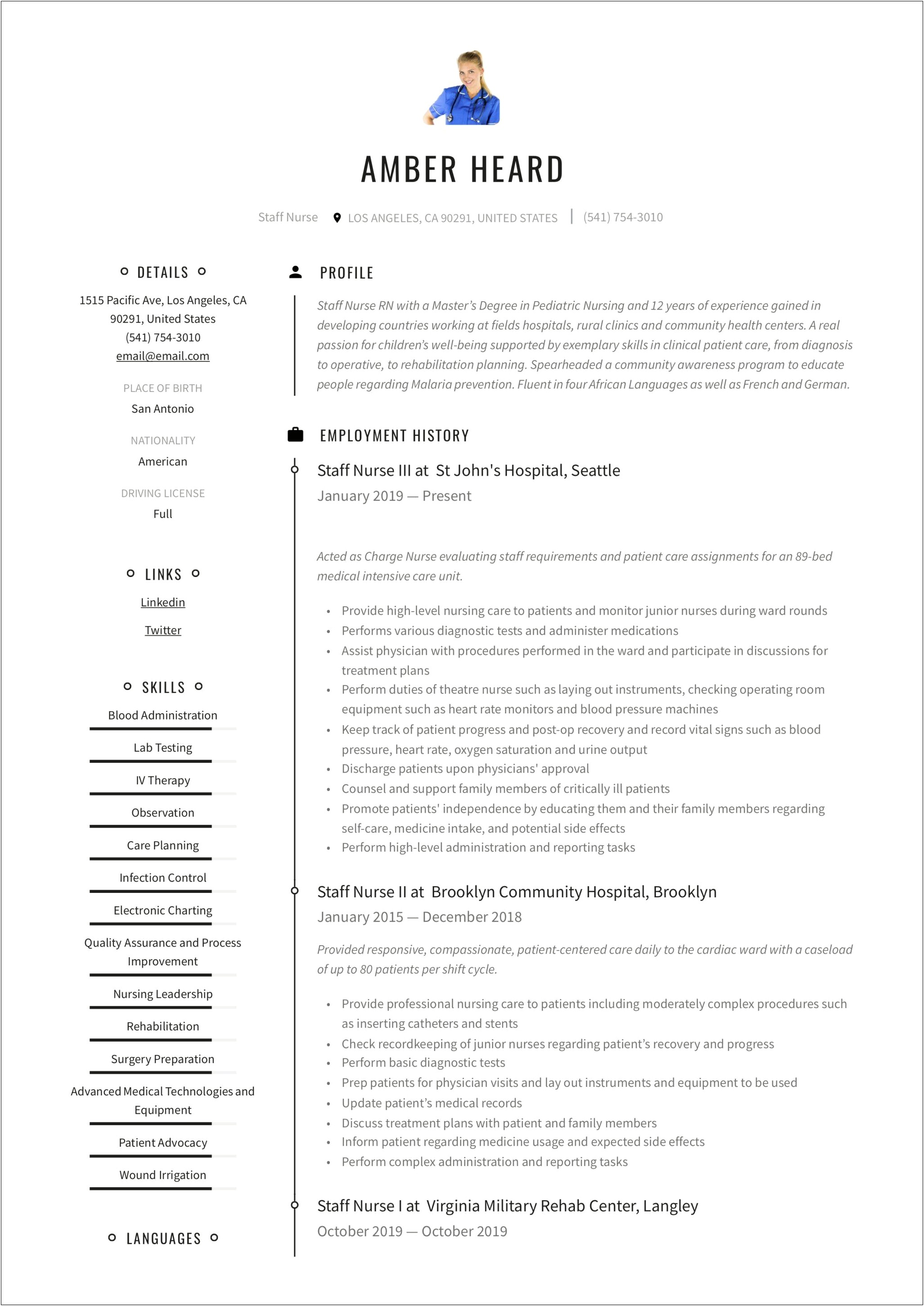 A Resume For A Nursing Job