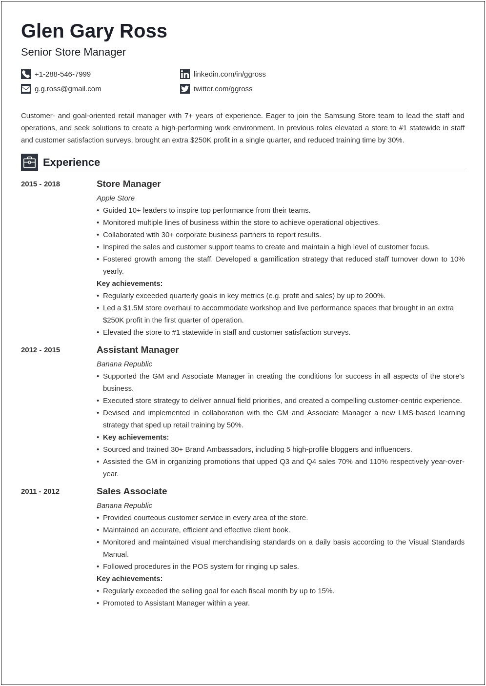 A Resume For A Retail Job