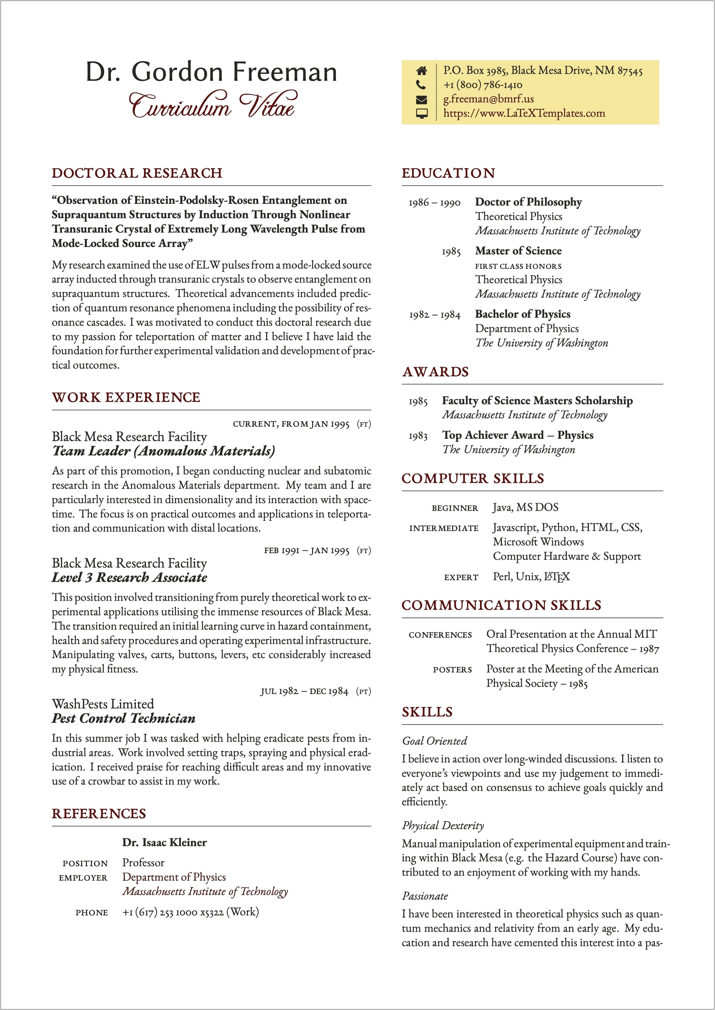 A Resume Of A Senior Physician Samples