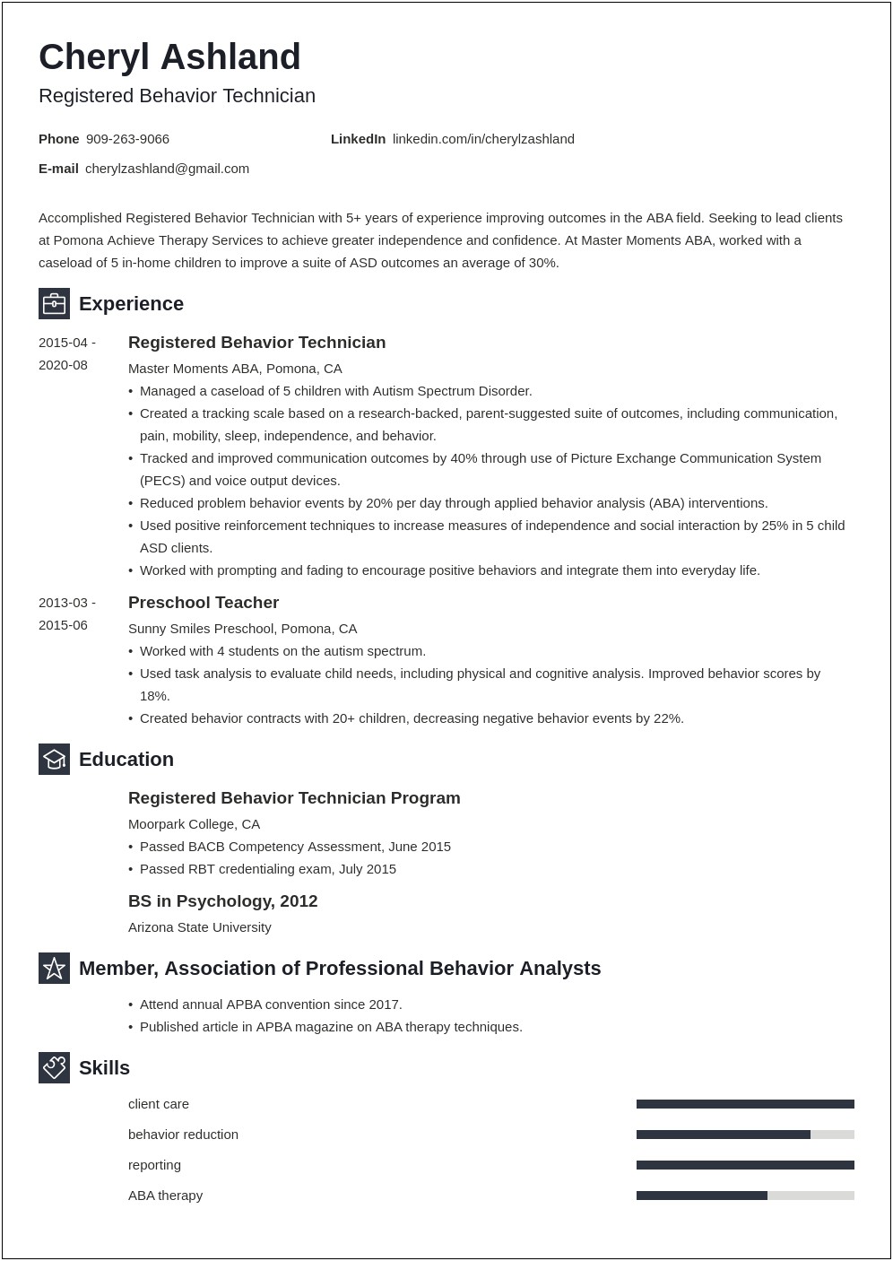 Aba Therapist Job Description For Resume