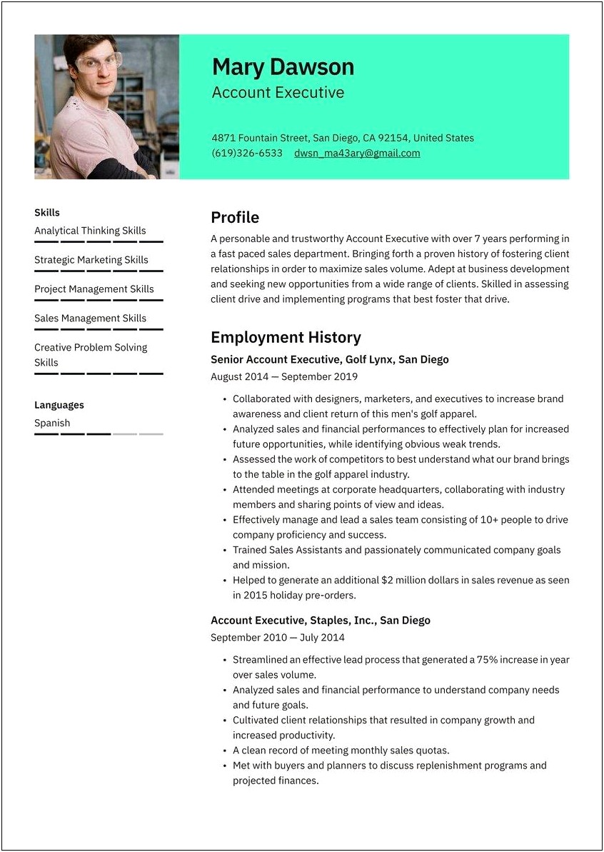 About Me Sample Text For Resume