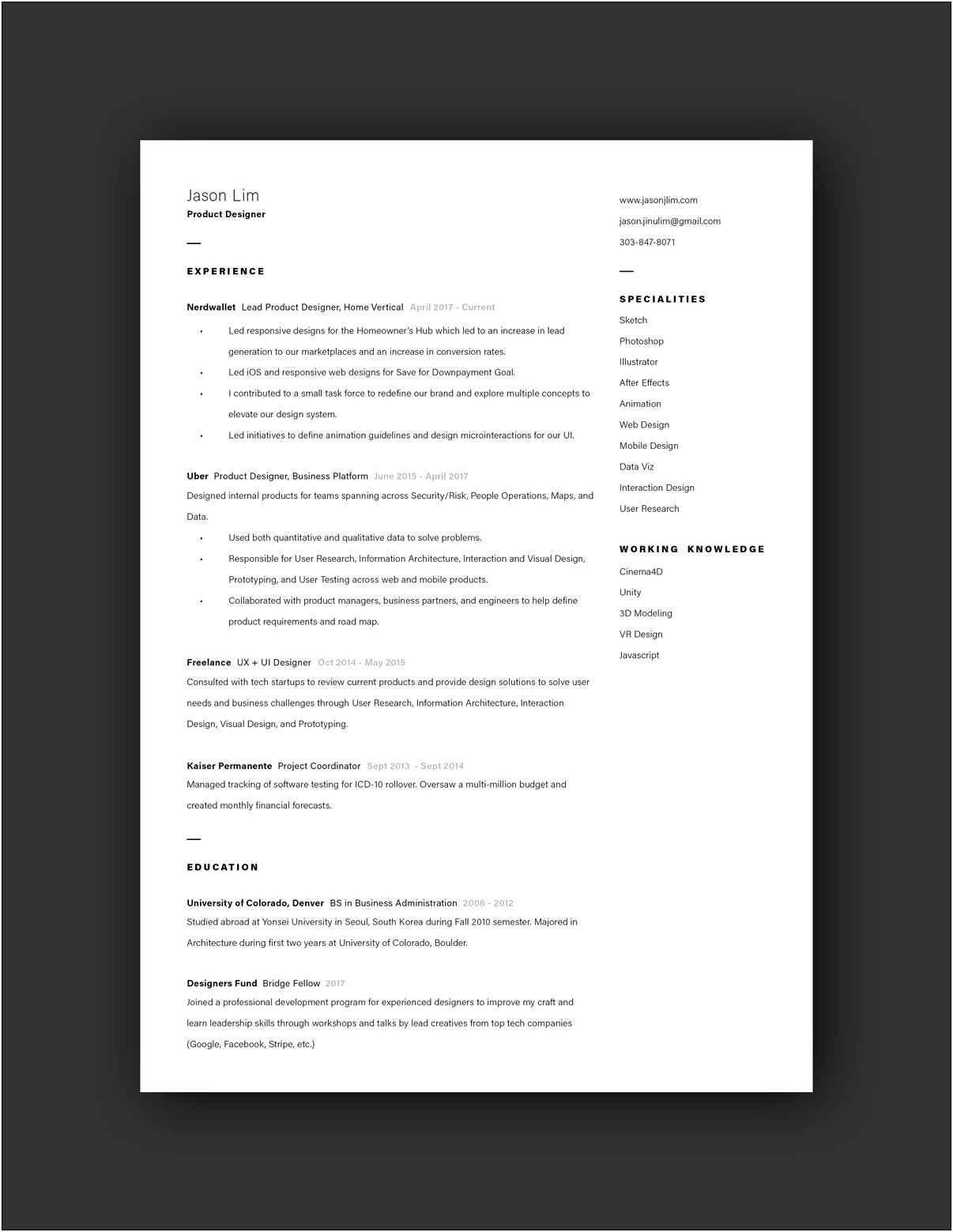 About Me Section Of Resume Example