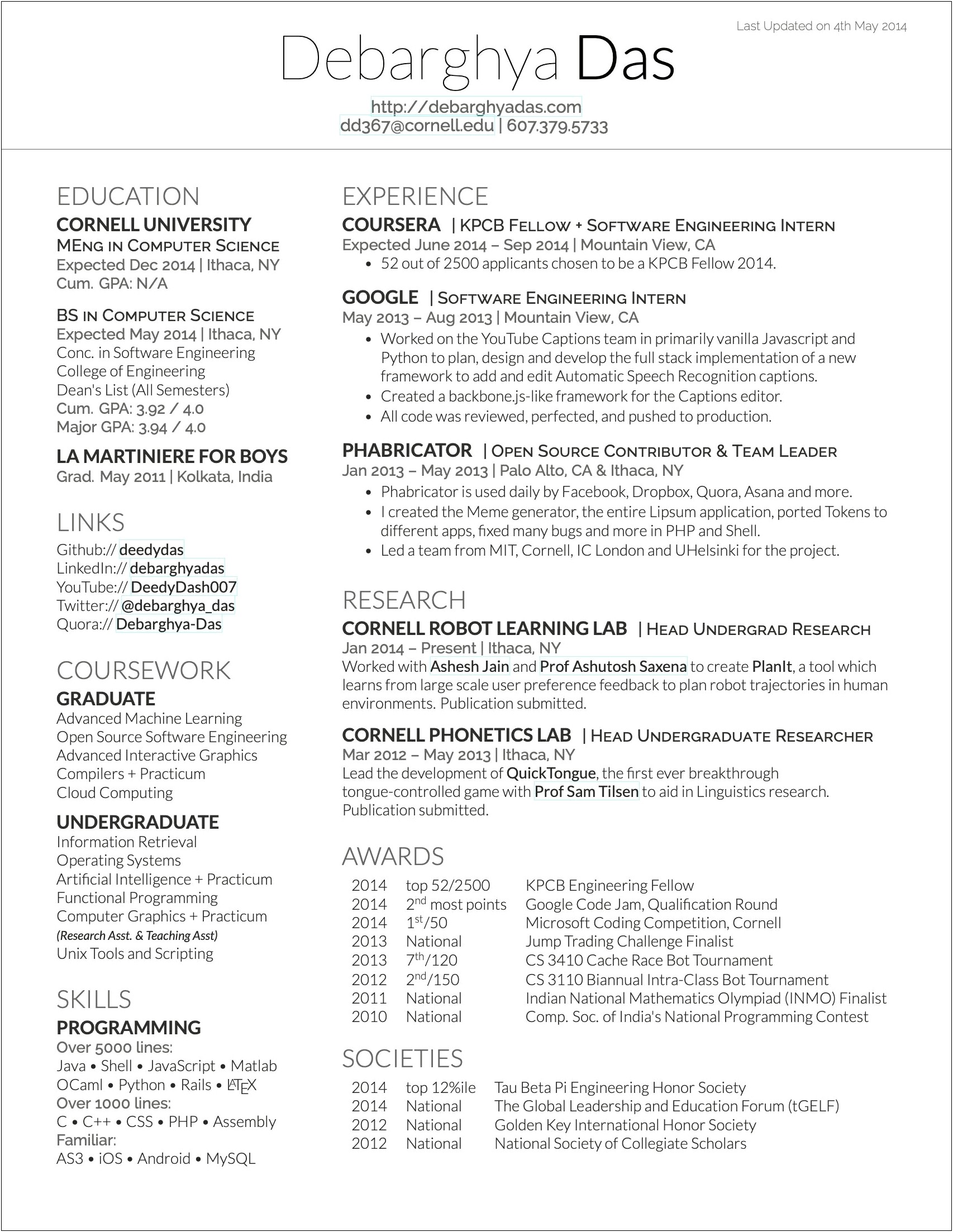 Academic Resume For Graduate School Templates