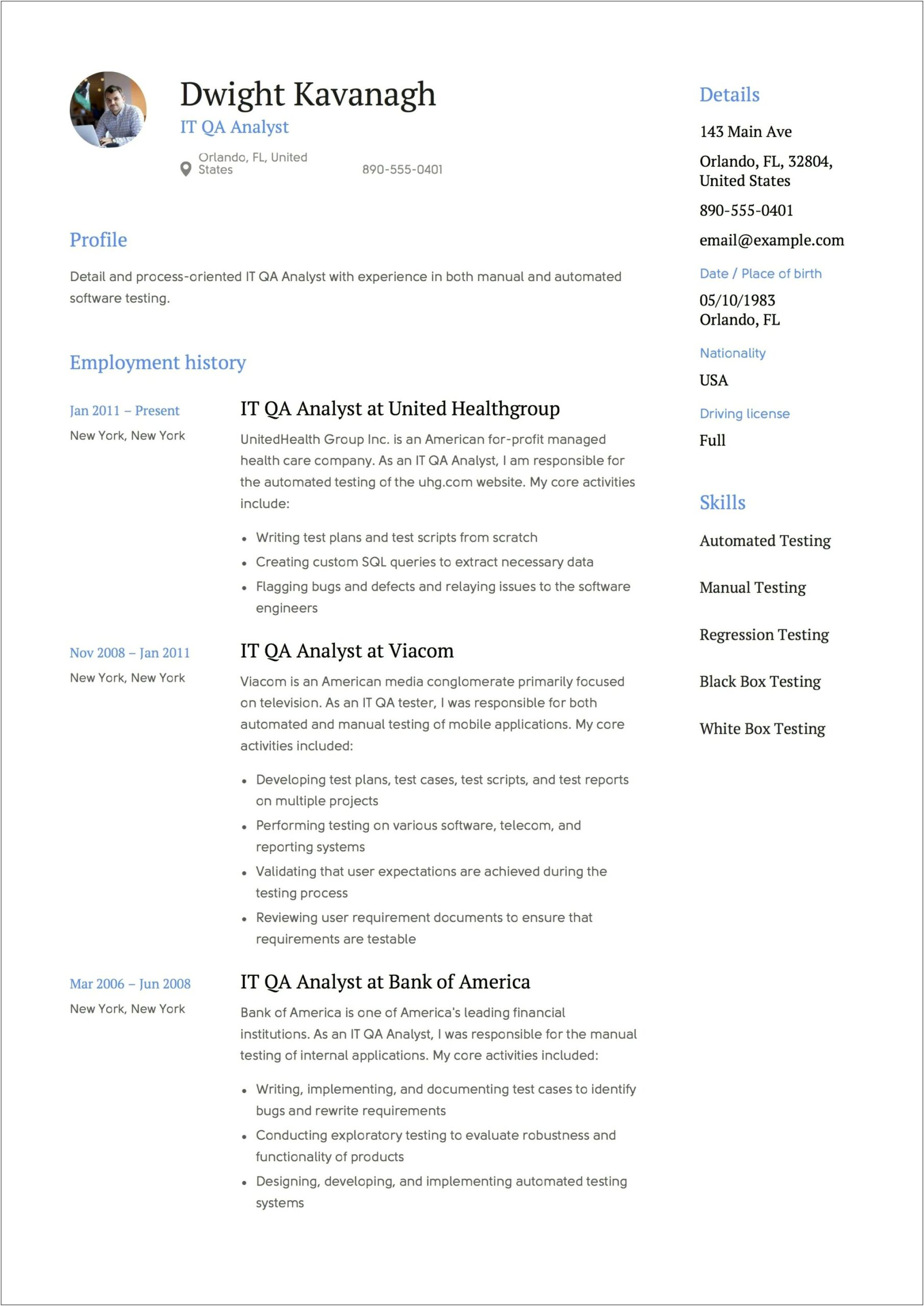 Accomplished Tasks By Qa Analyst Resume Sample