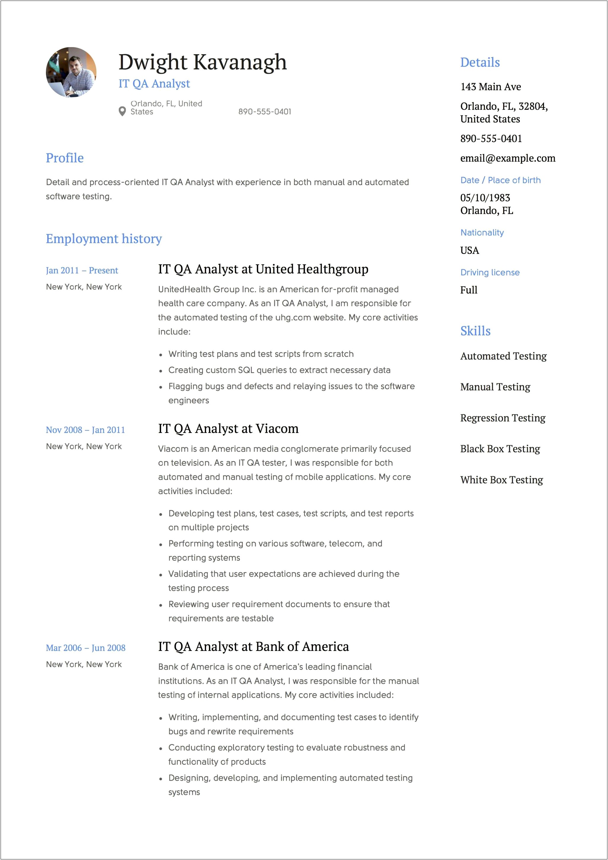 Accomplished Tasks By Qa Analyst Resume Sample