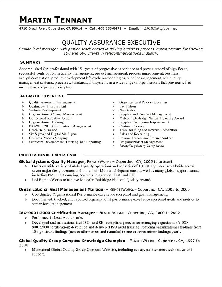 Accomplishes Task Of Qa Resume Sample