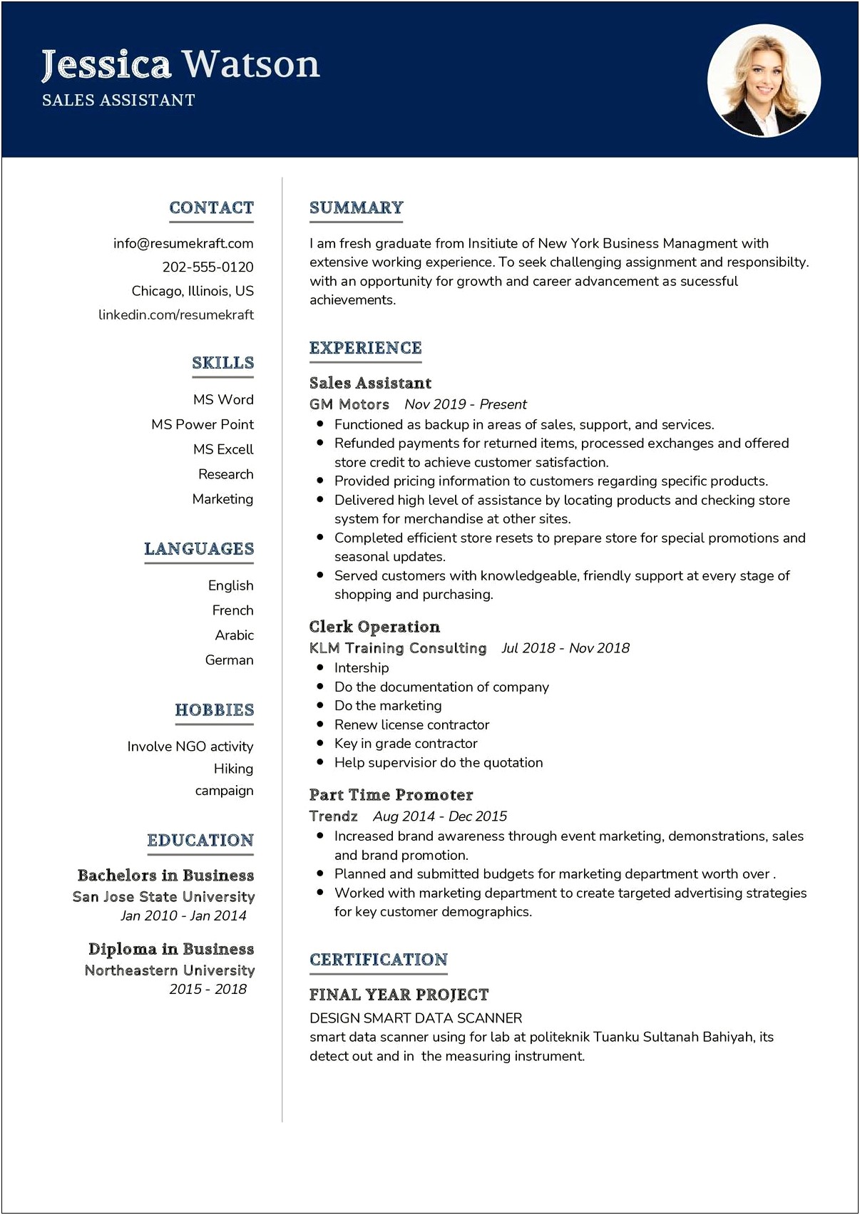 Accounting Assistant Resume And Sales Assitant Manager