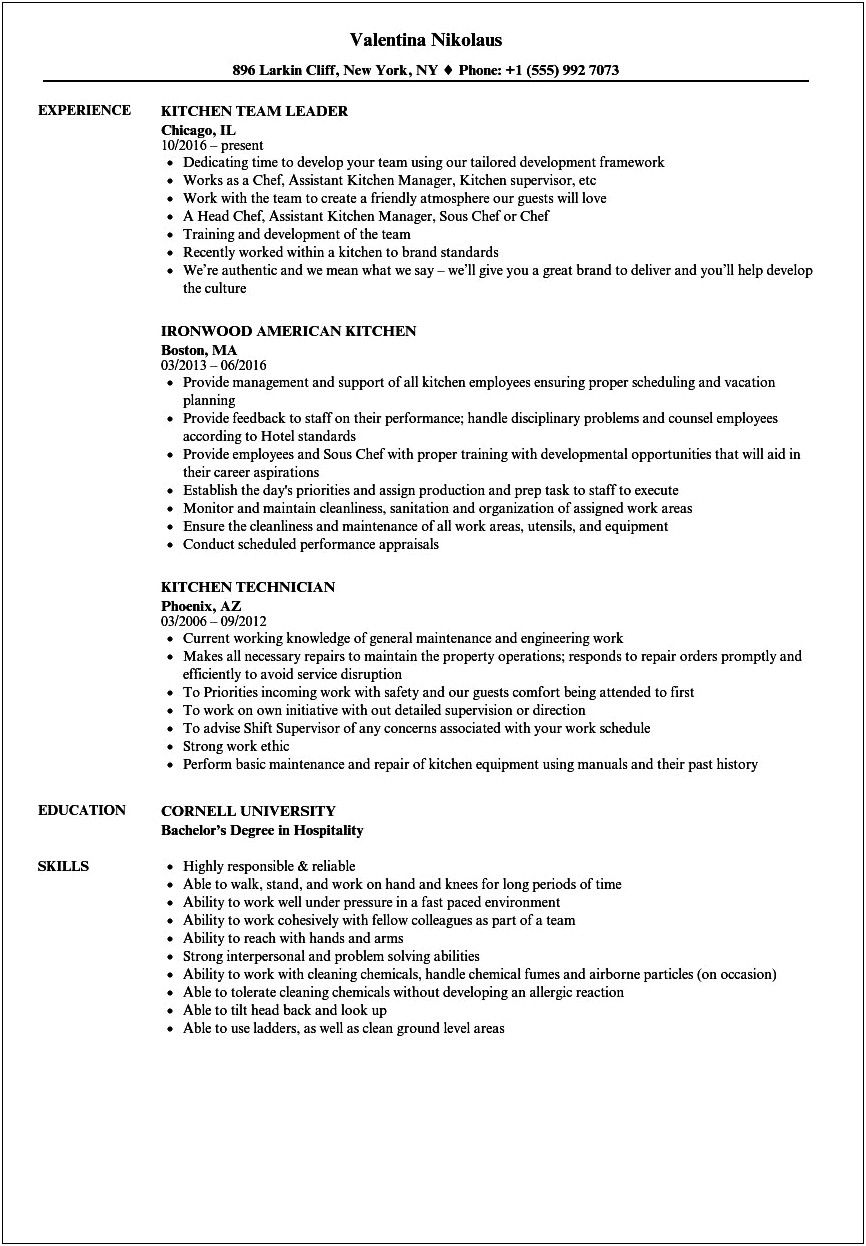 Action Words For Resume In Kitchen