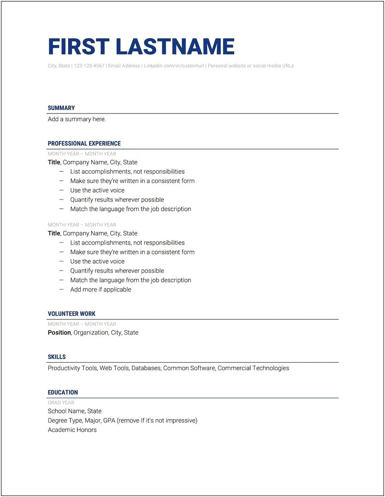 Active Language Objective For A Resume