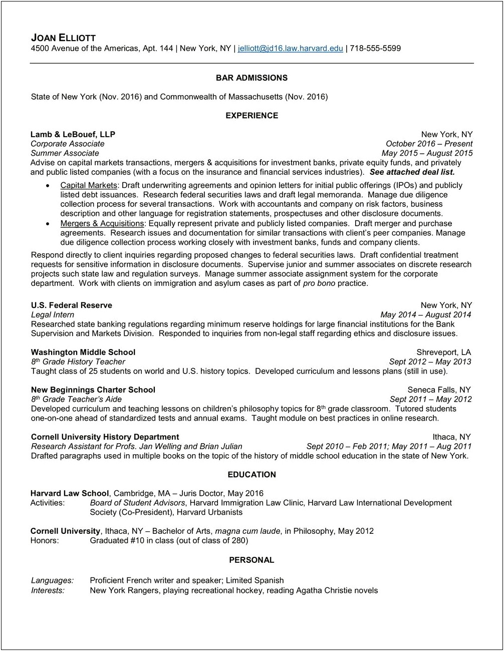 Adding Languages On Law School Resume