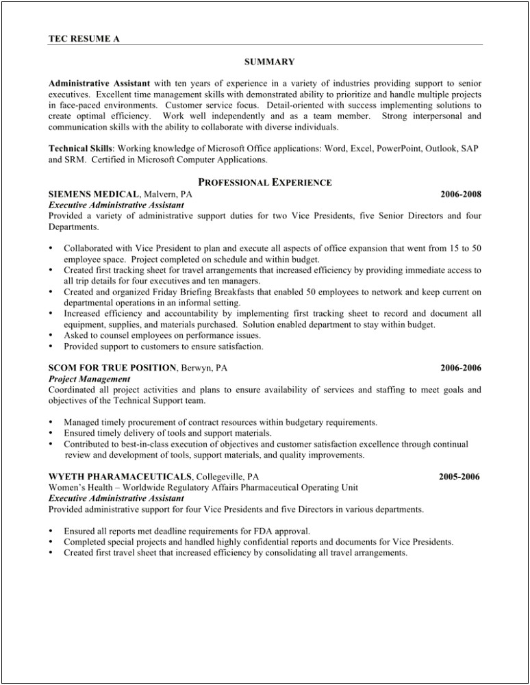 Administrative Assistant Skill On A Resume