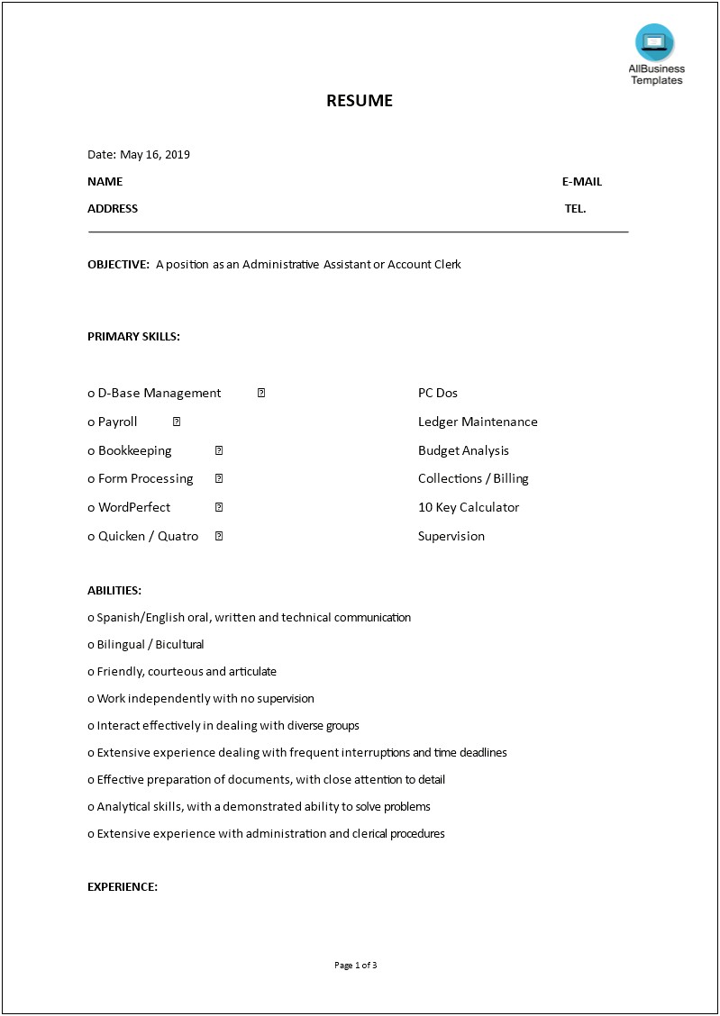 Administrative Skills To List On A Resume