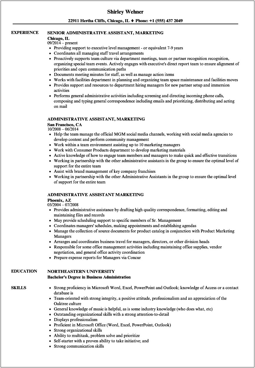 Administrative Skills To Put On A Resume