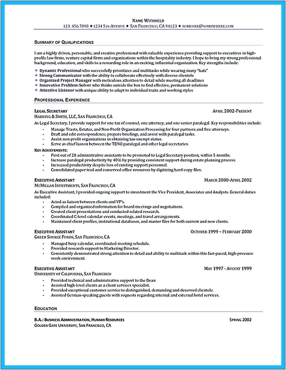 Administrative Support Job Description For Resume