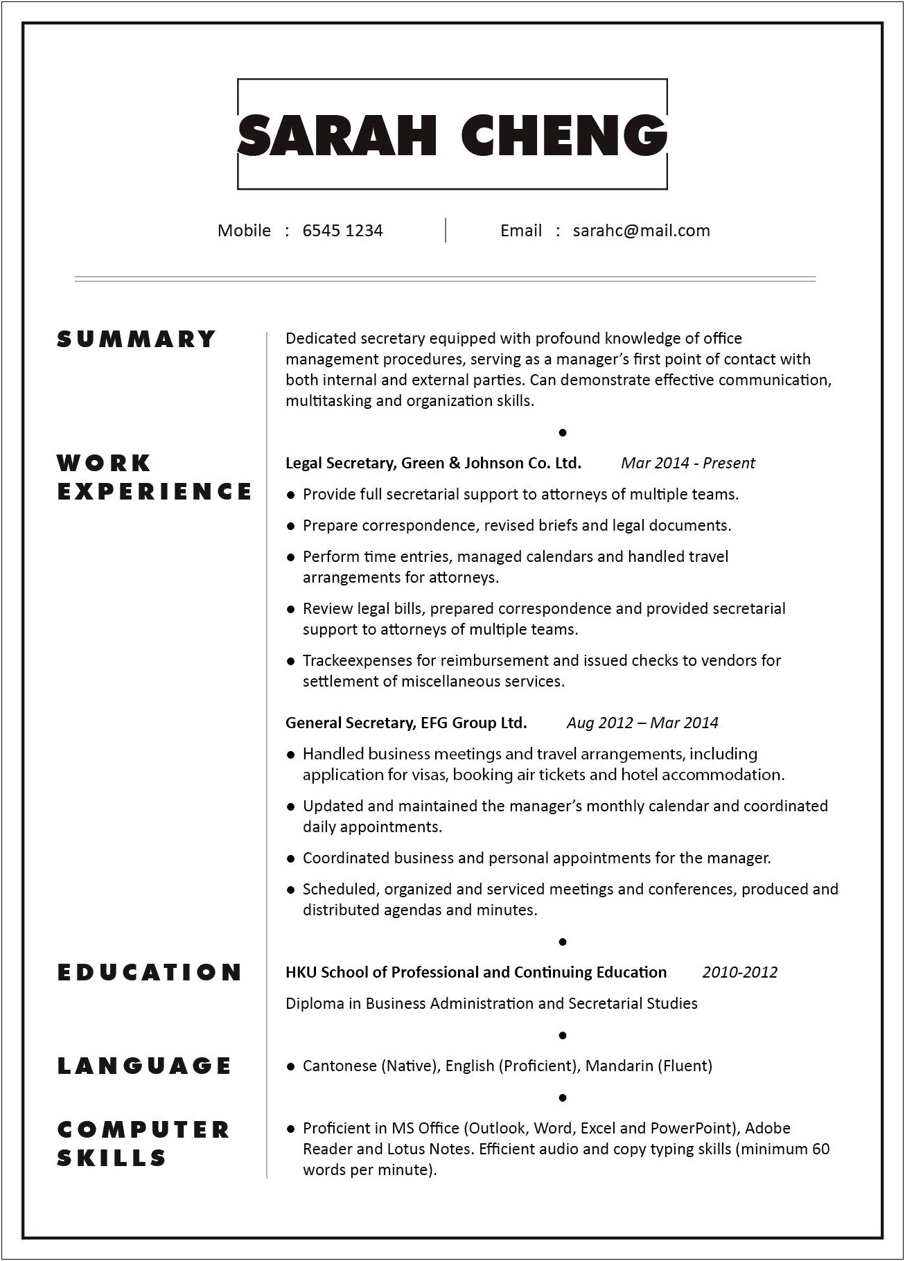 Administrative Ticket Retailer Broker Job Resume Description