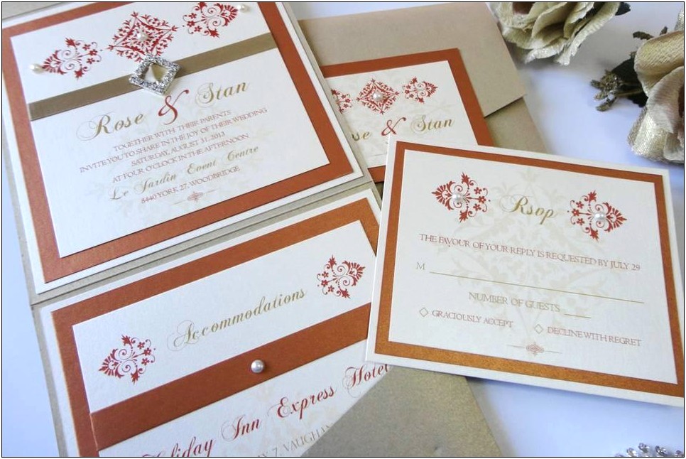 Affordable Red Embossed Folded Wedding Invitation Kits