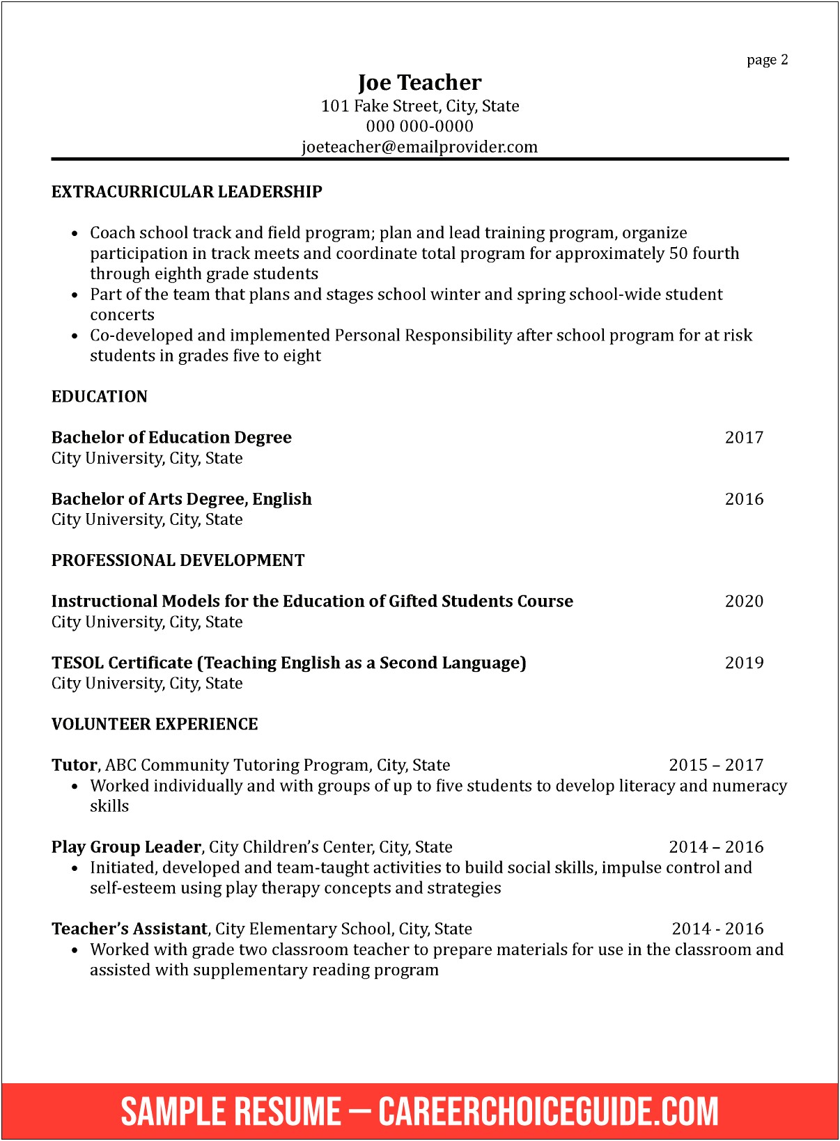 After School Program Description For Resume