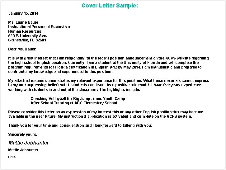 After School Program Resume Cover Letter