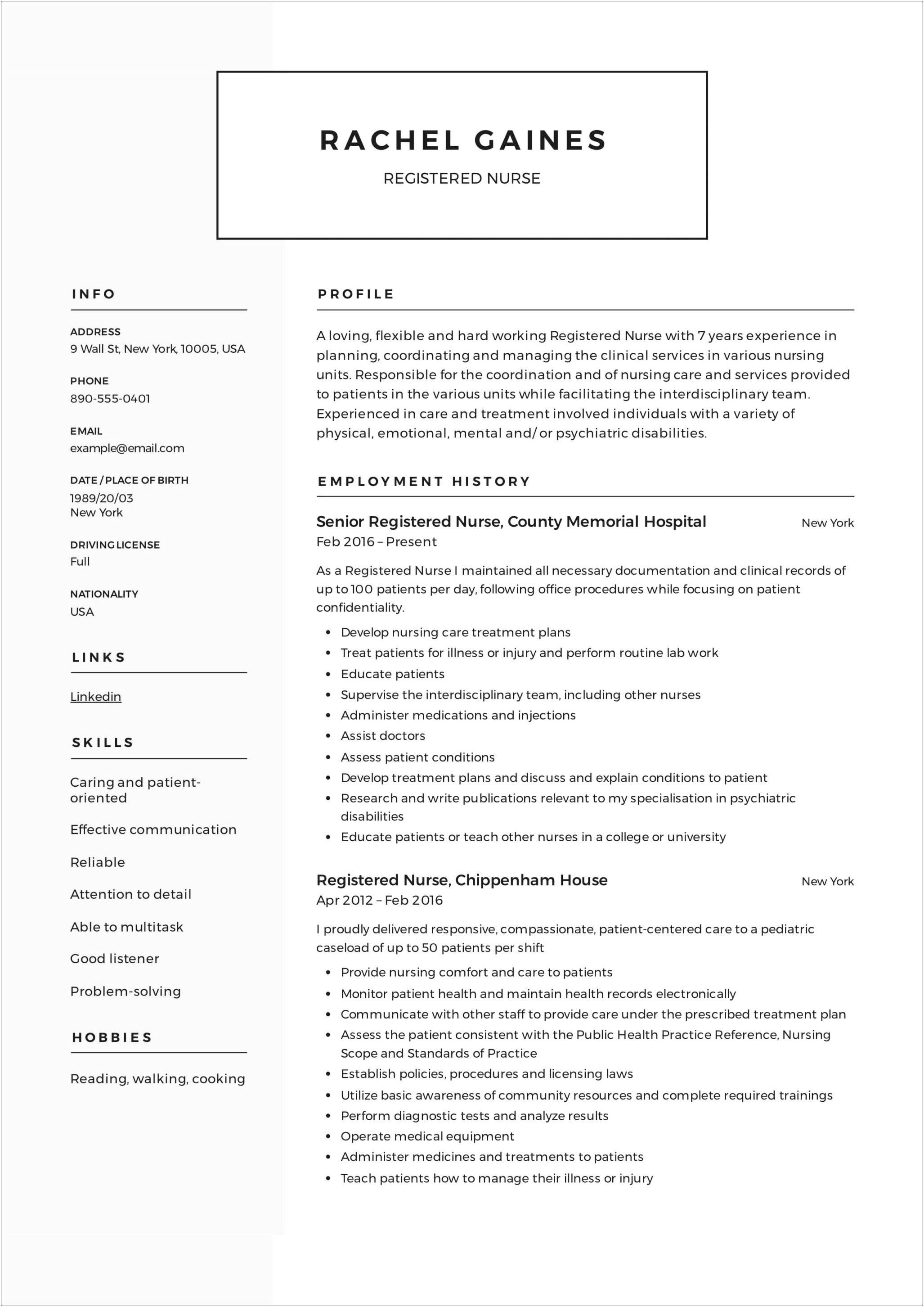 An Objective For A Nursing Resume