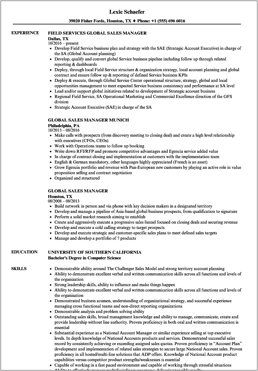 Anheuser Busch Tech Sales Manager Resume Examples