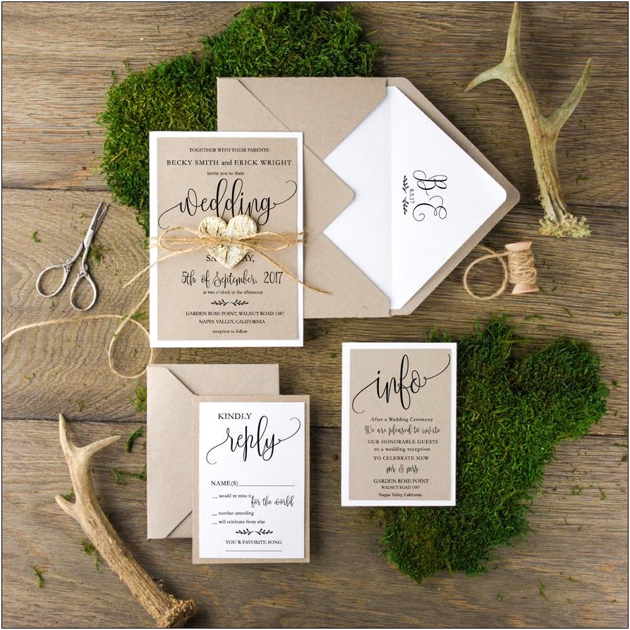 Antler Burlap And Flowers Wedding Invites