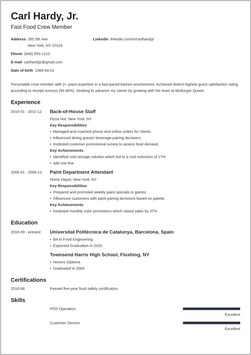 Appliance Service And Parts Manager Resume Examples