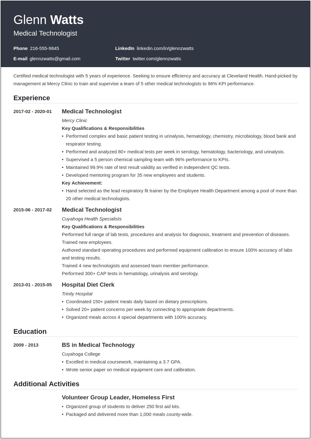 Application Letter And Resume Sample For Medtech