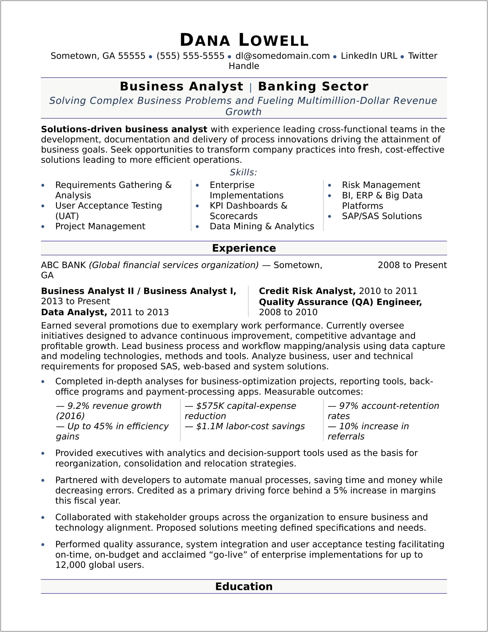 Application Support Experience In Business Analytics Resume