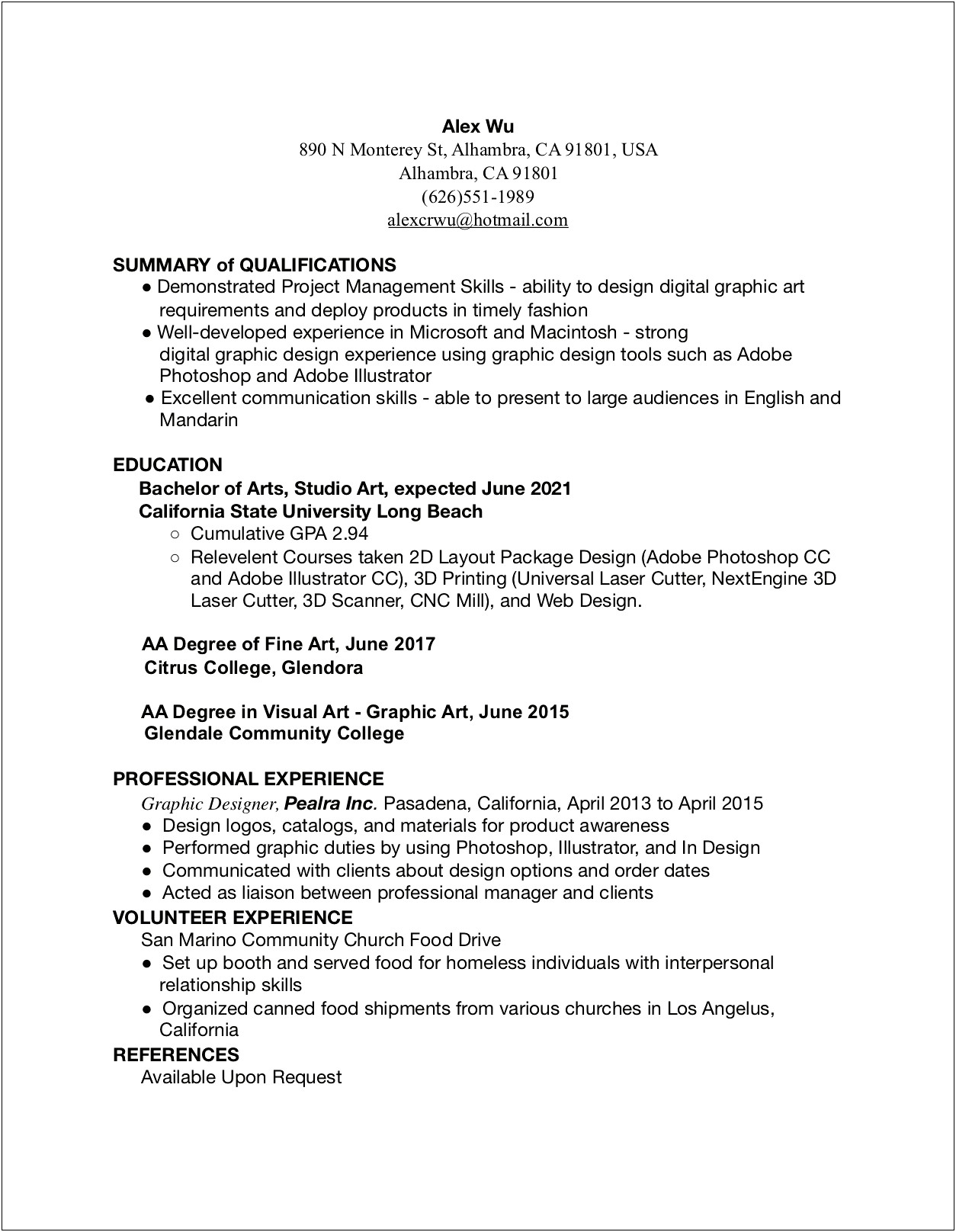 Artist Bio Resume And Cover Letter