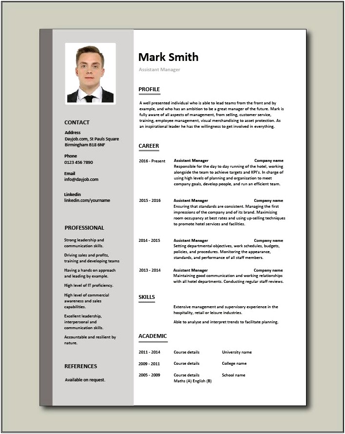 Assistant General Manager Job Description Restaurant Resume