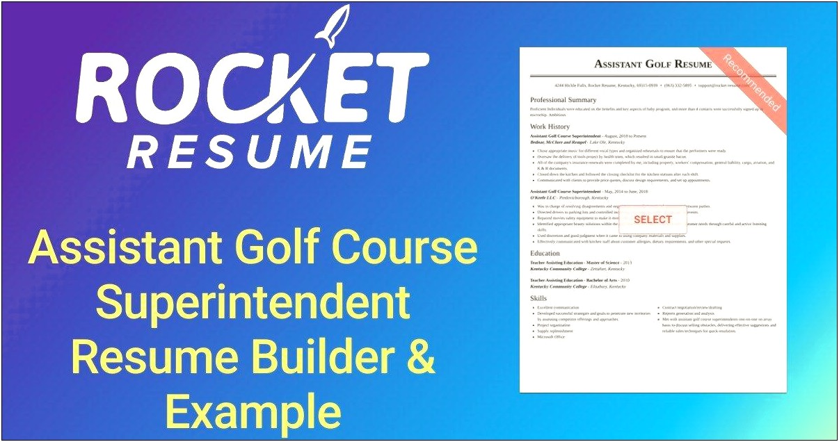 Assistant Golf Course Superintendent Resume Examples