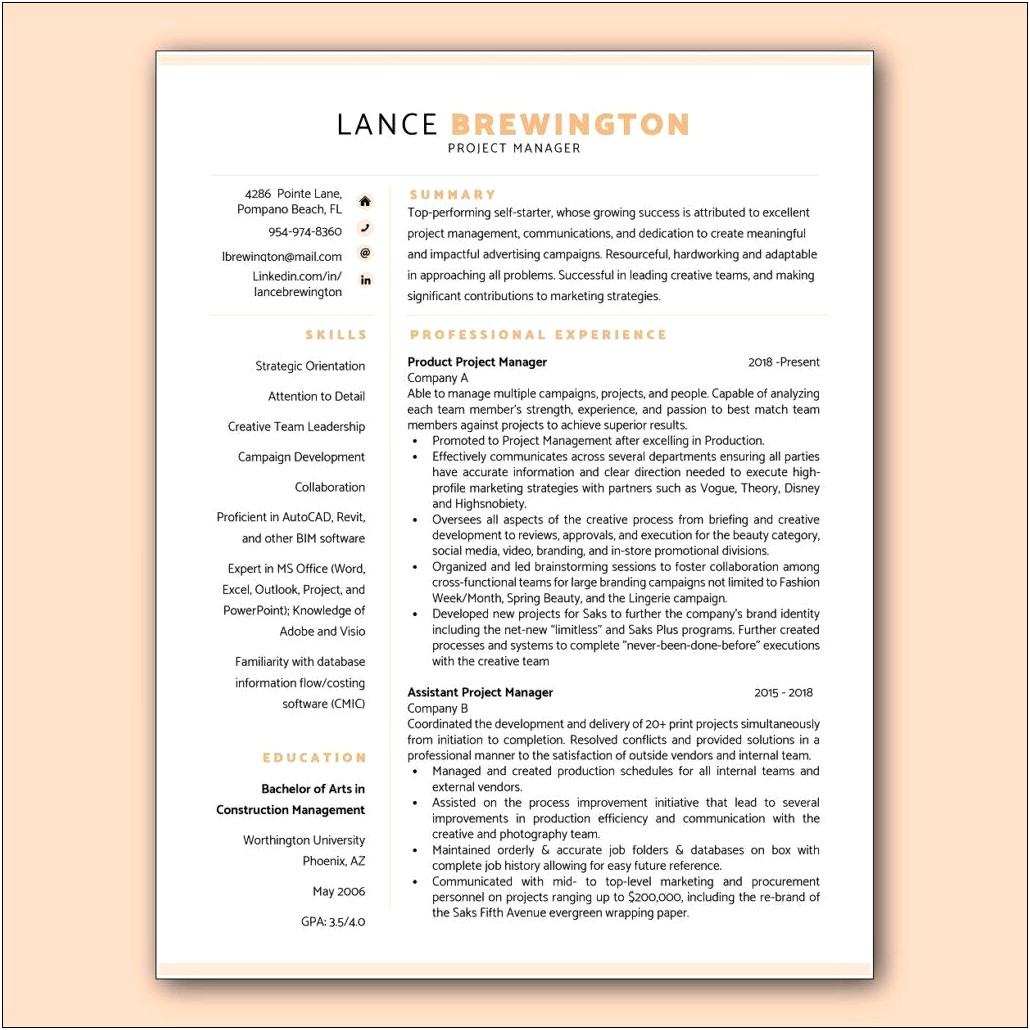 Ats Compliant Resume Template Free Download