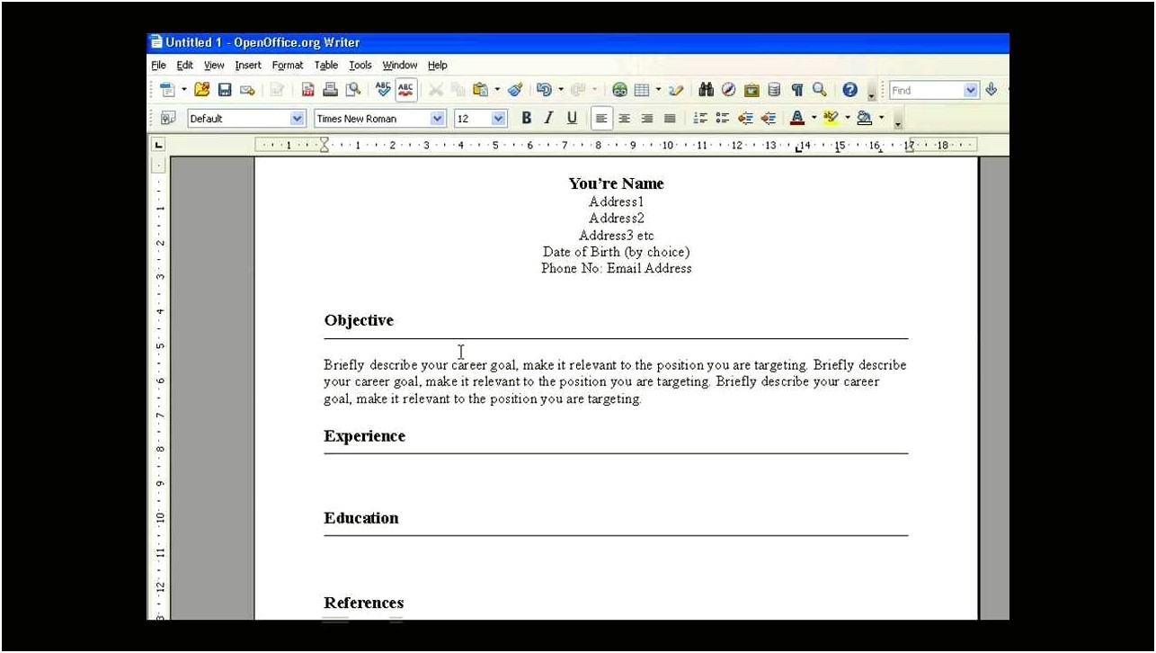 Attractive Resume Template Open Office Writer