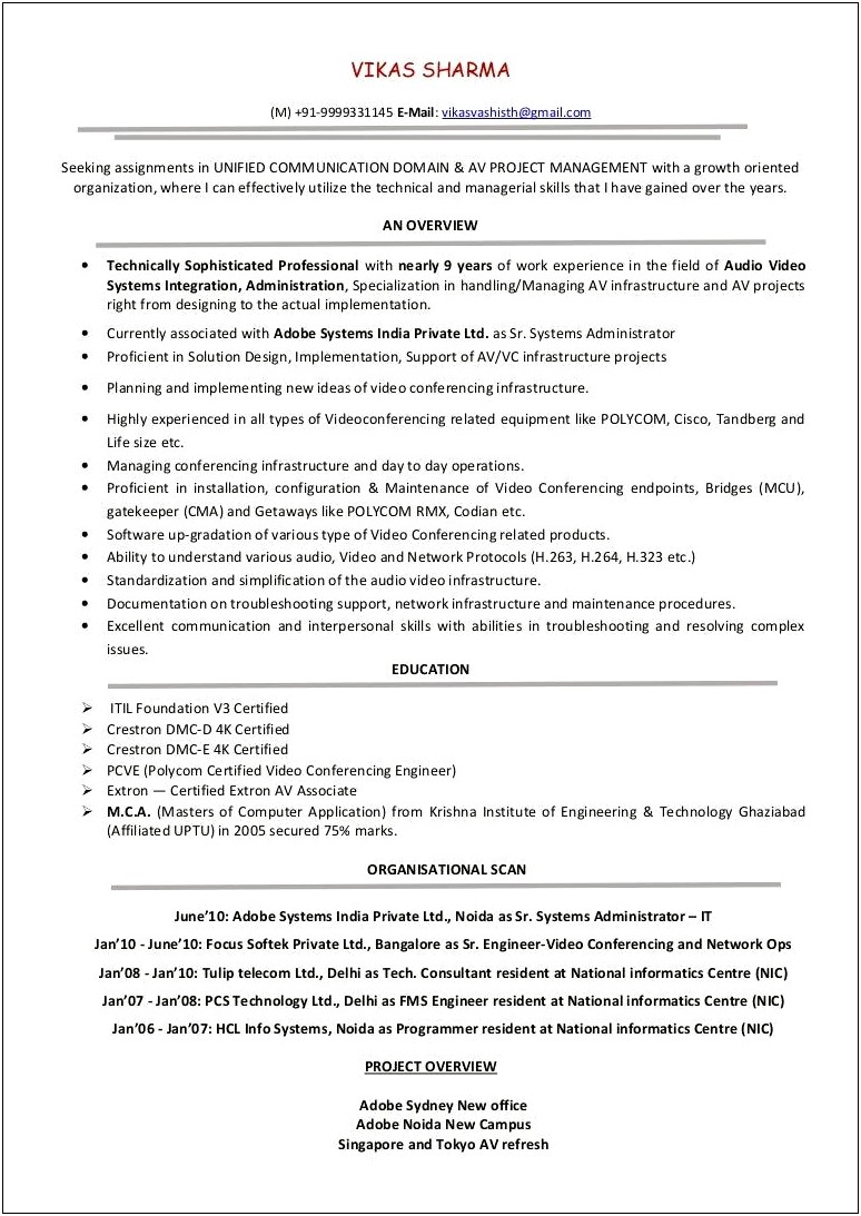 Av Vc Tier 2 Tech Manager Resume