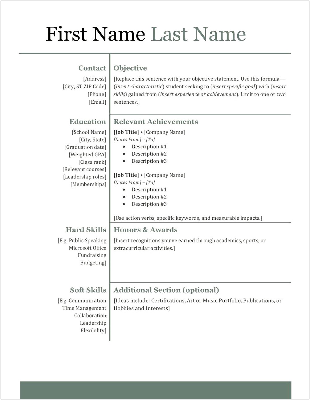Awards For High School Students For A Resume