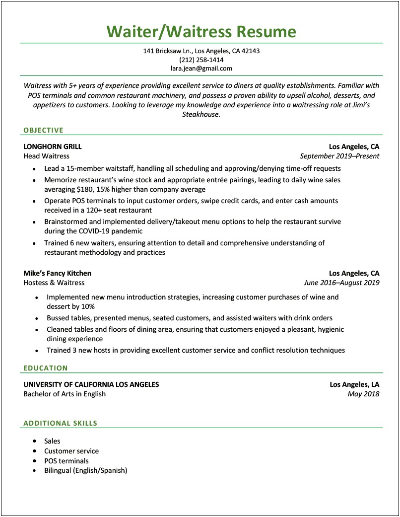 Ba Sample Resume With Pos Experience