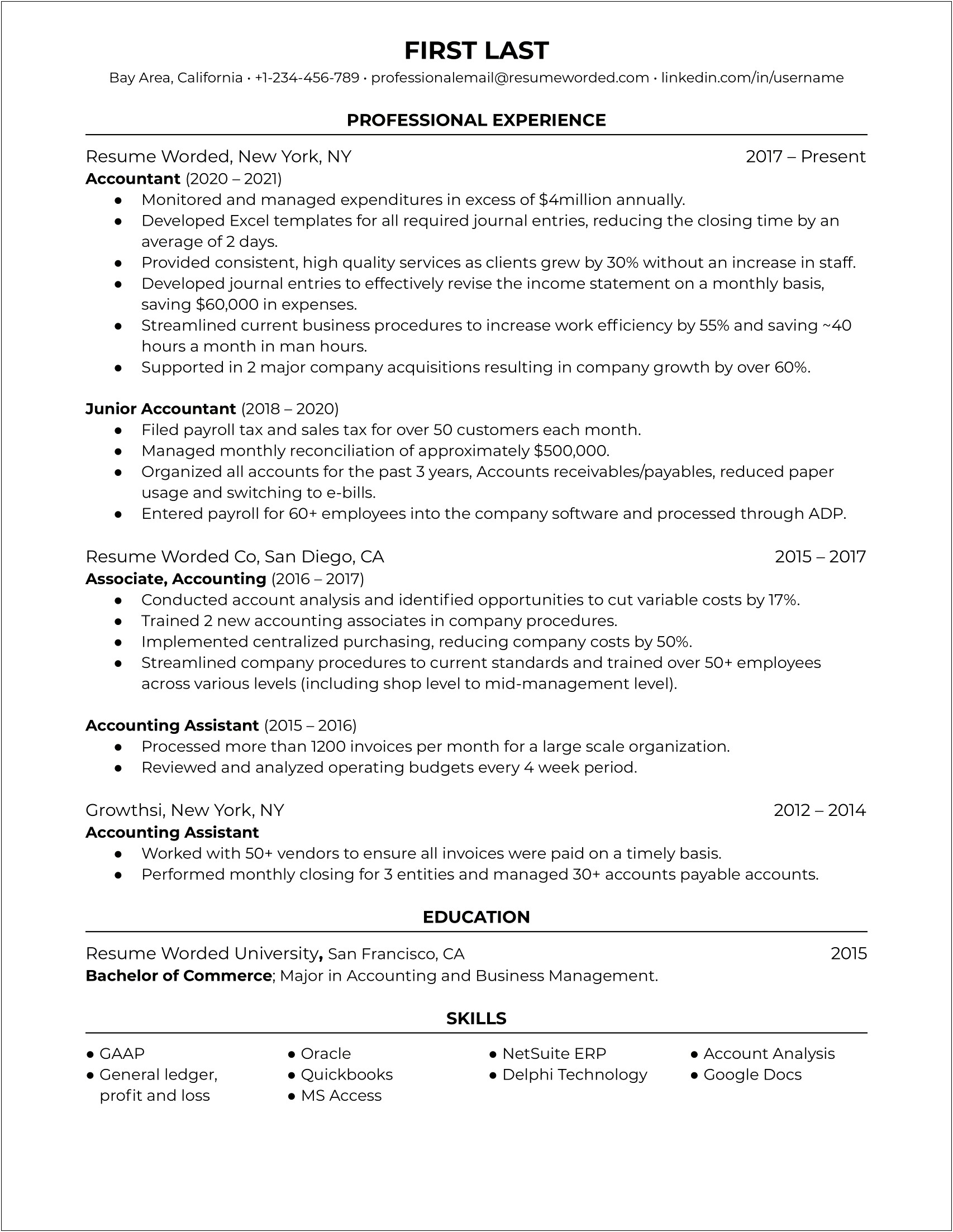 Bacherlors Degree And 6 Months Of Experience Resume